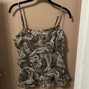 Marks & Spencer Brown and White Paisley Tiered Ruffle Camisole